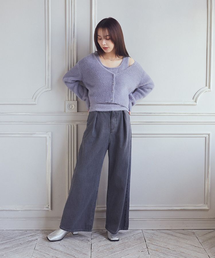 earth music&ecology「SET2点ラメフェザーカーディガン+インナー」|カーディガン|