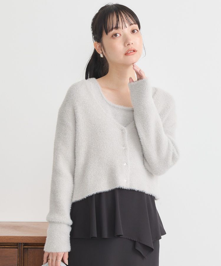 earth music&ecology「SET2点ラメフェザーカーディガン+インナー」|カーディガン|Gray Beige