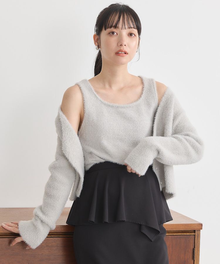 earth music&ecology「SET2点ラメフェザーカーディガン+インナー」|カーディガン|