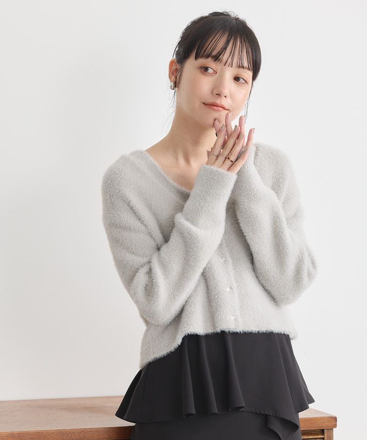 earth music&ecology「SET2点ラメフェザーカーディガン+インナー」|カーディガン|