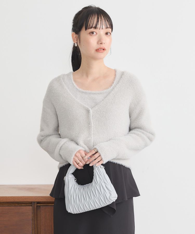 earth music&ecology「SET2点ラメフェザーカーディガン+インナー」|カーディガン|
