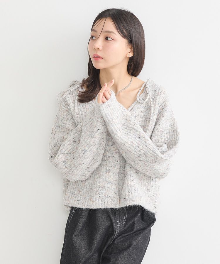 earth music&ecology「SET2点ショートカーディガン+肩リボンキャミソール」|カーディガン|