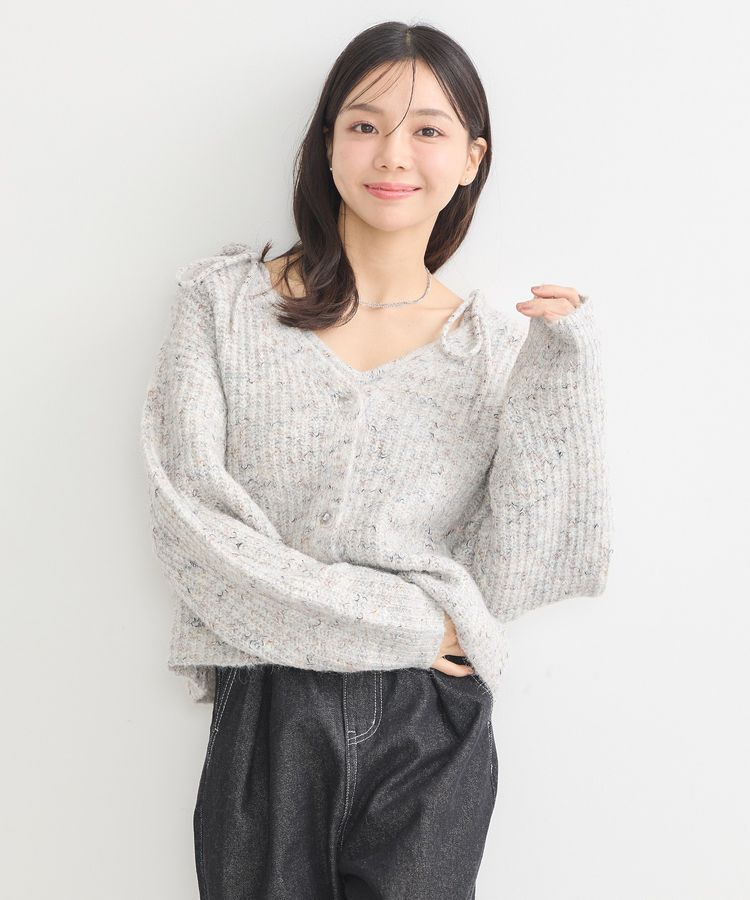 earth music&ecology「SET2点ショートカーディガン+肩リボンキャミソール」|カーディガン|