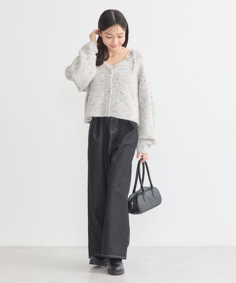 earth music&ecology「SET2点ショートカーディガン+肩リボンキャミソール」|カーディガン|