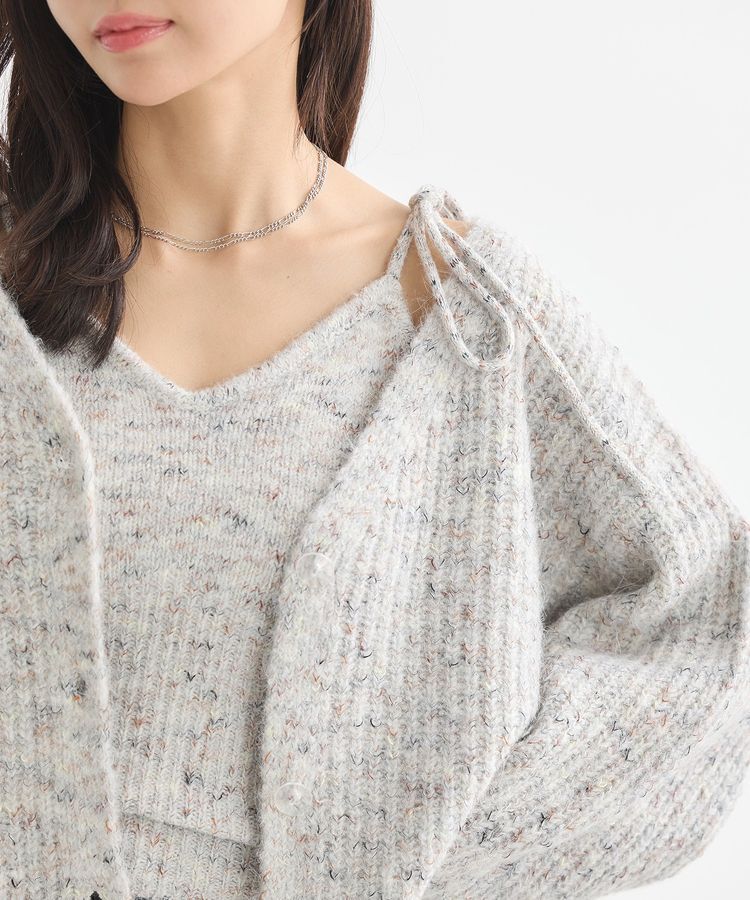 earth music&ecology「SET2点ショートカーディガン+肩リボンキャミソール」|カーディガン|