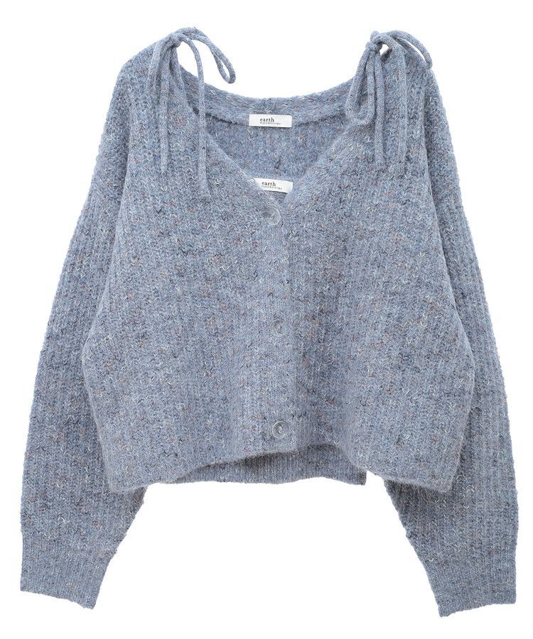 earth music&ecology「SET2点ショートカーディガン+肩リボンキャミソール」|カーディガン|