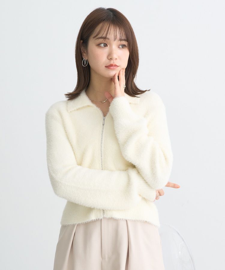 earth music&ecology「シャギージップカーディガン」|カーディガン|Ivory