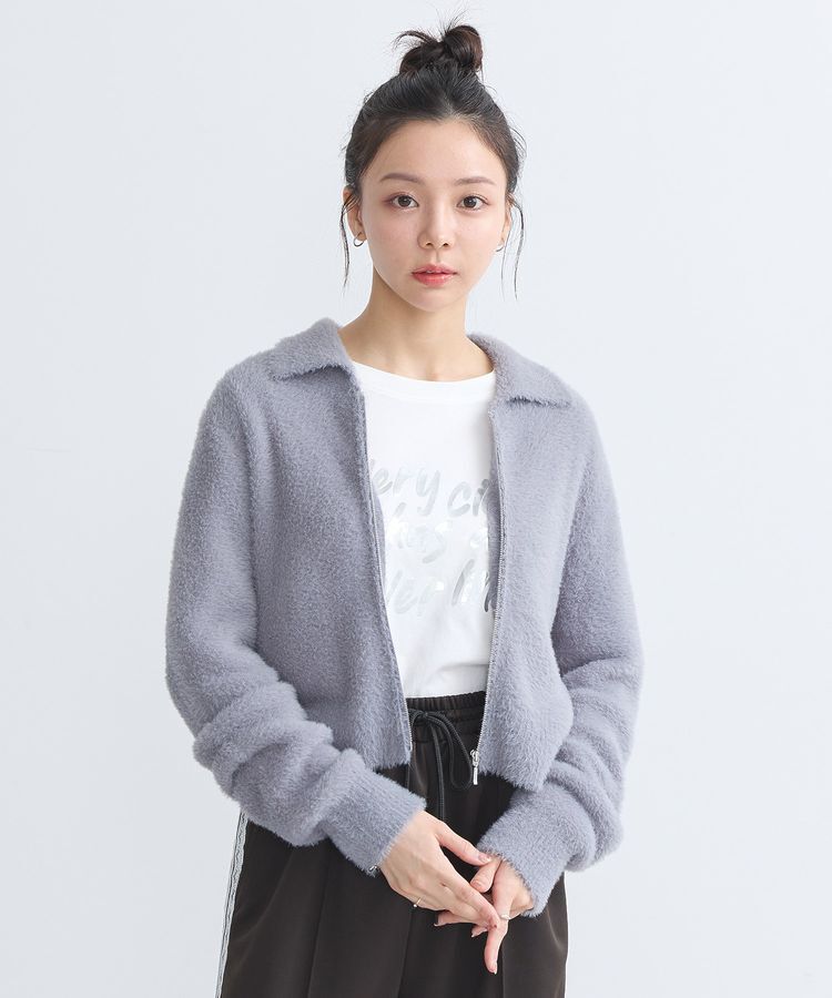 earth music&ecology「シャギージップカーディガン」|カーディガン|