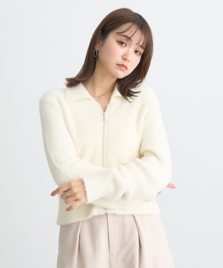 earth music&ecology「シャギージップカーディガン」|カーディガン|