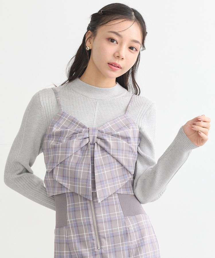 earth music&ecology「リボンドレープビスチェ」|ベスト・ジレ|Check Blue