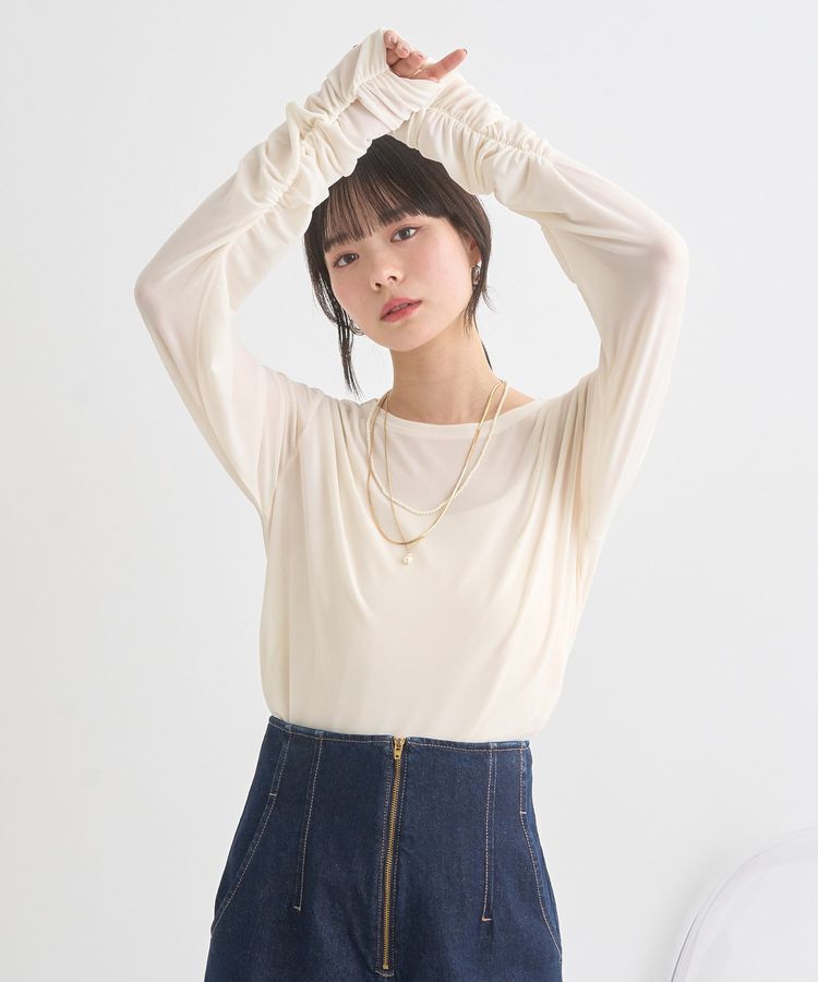 earth music&ecology「シャーリングスリーブシアープルオーバー」|Tシャツ・カットソー|