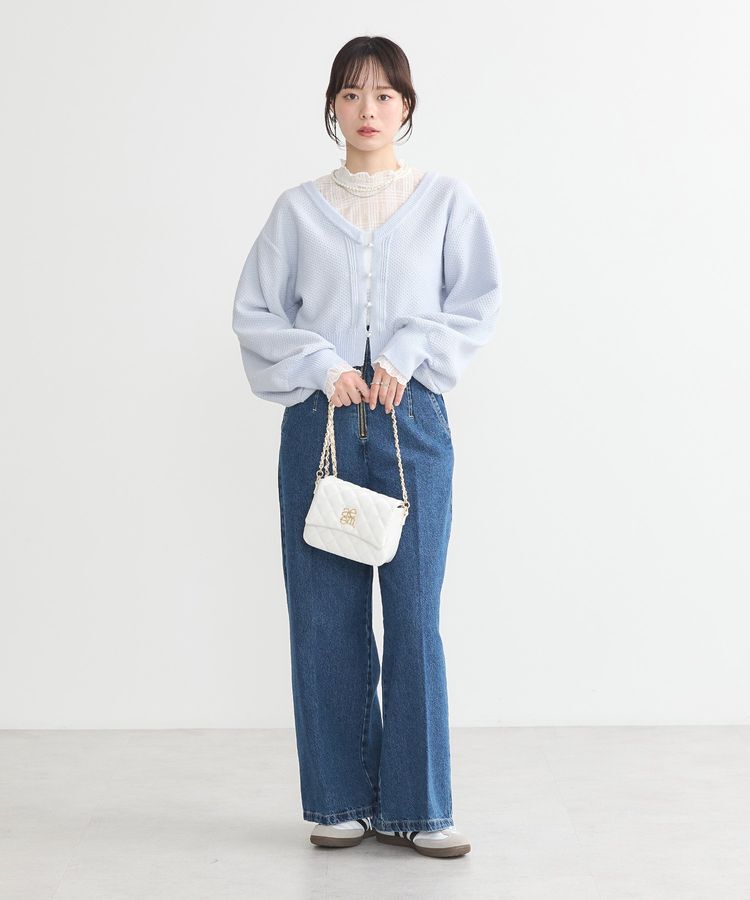 earth music&ecology「パールボタンショートニットカーディガン」|カーディガン|