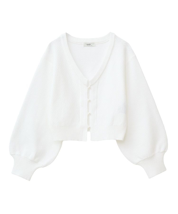 earth music&ecology「パールボタンショートニットカーディガン」|カーディガン|