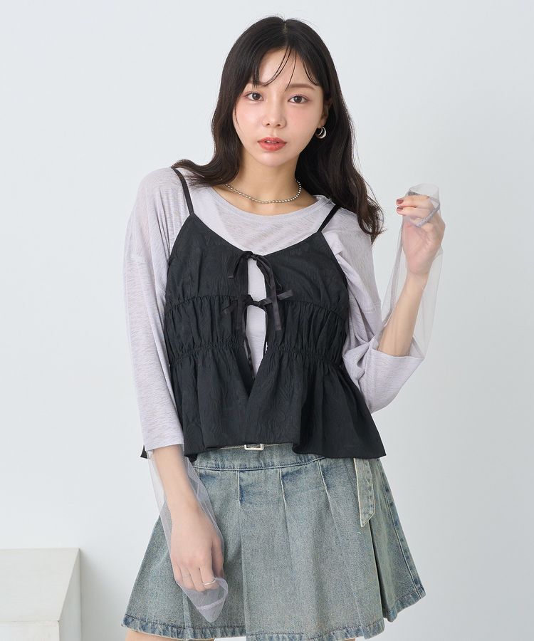 earth music&ecology「ジャガードフレアキャミブラウス」|ベスト・ジレ|