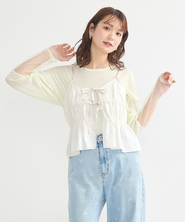 earth music&ecology「ジャガードフレアキャミブラウス」|ベスト・ジレ|