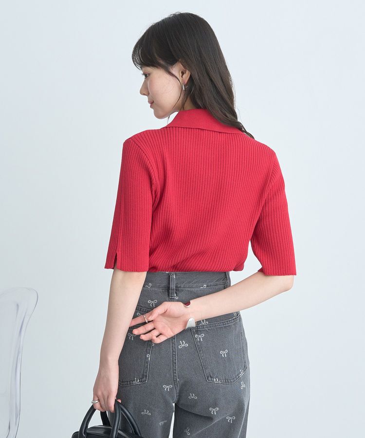 earth music&ecology「半袖ポロニットプルオーバー」|ニット・セーター|