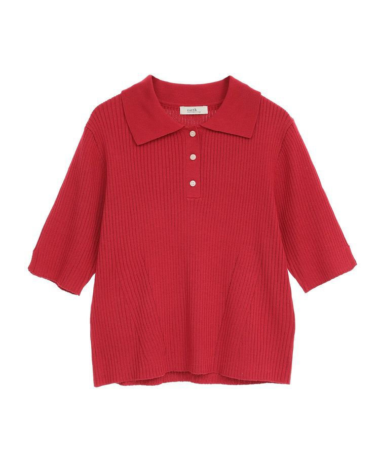 earth music&ecology「半袖ポロニットプルオーバー」|ニット・セーター|