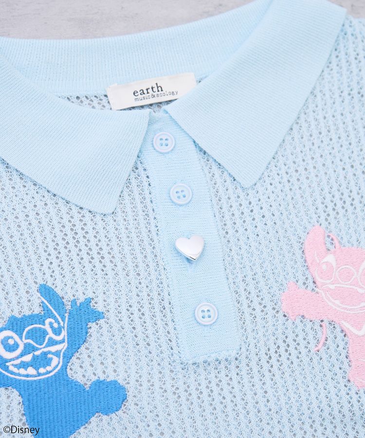 earth music&ecology「スティッチ/刺繍ハートボタンニットポロシャツ」|ニット・セーター|