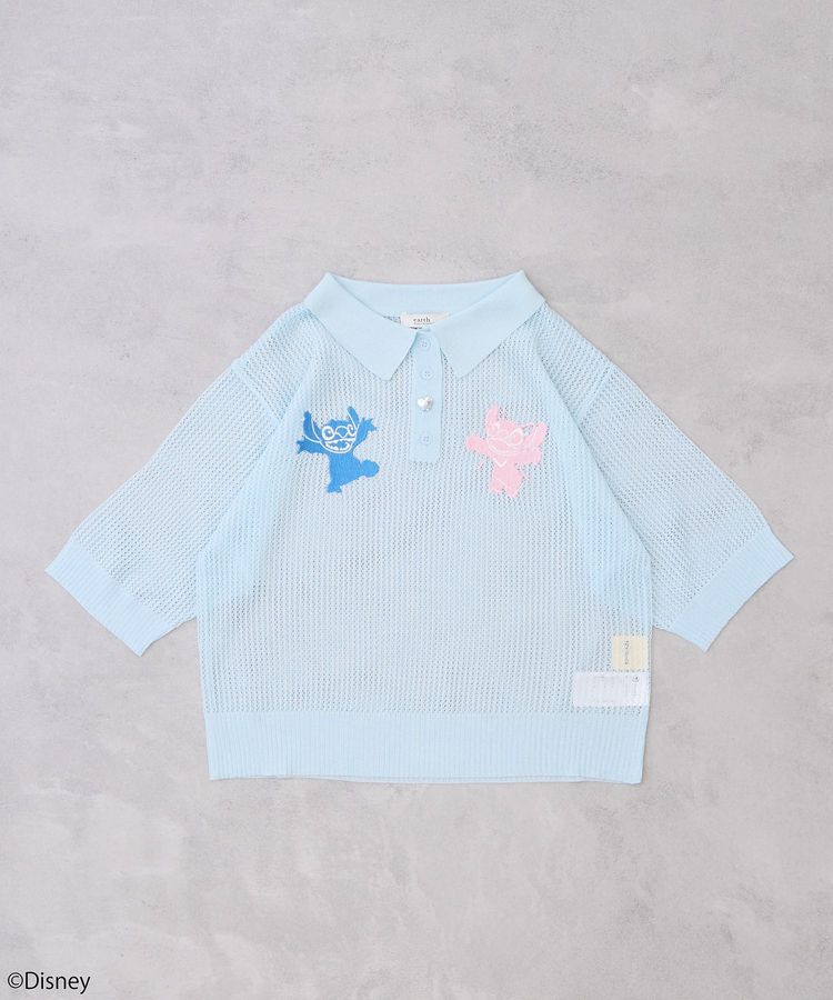 earth music&ecology「スティッチ/刺繍ハートボタンニットポロシャツ」|ニット・セーター|