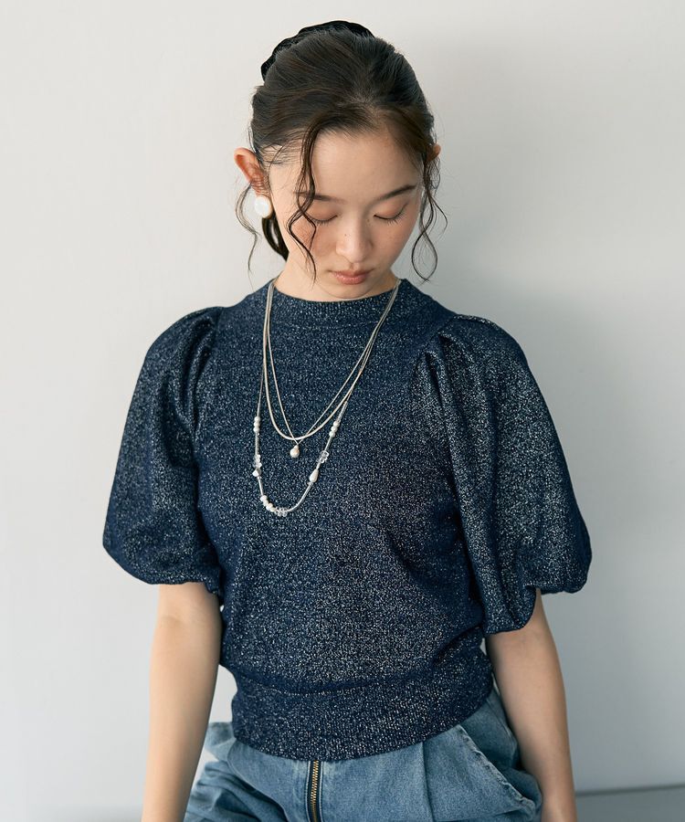 earth music&ecology「ラメモールパフスリニットプルオーバー」|ニット・セーター|