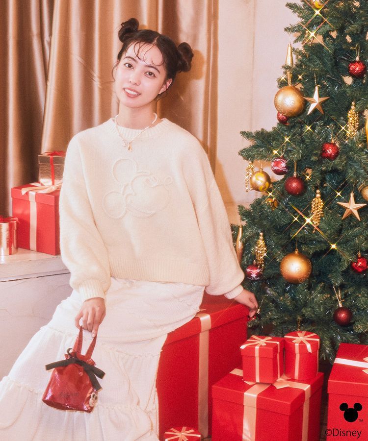 earth music&ecology「Disney/ミッキーコード刺繍ニットプルオーバー」|ニット・セーター|