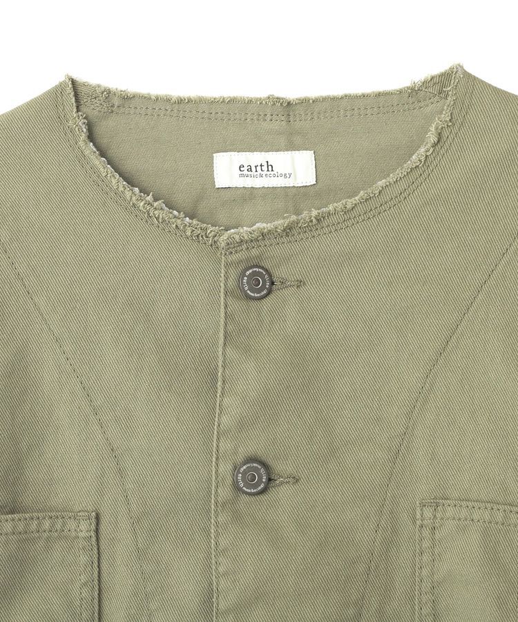earth music&ecology「ノーカラーカバーオール」|テーラードジャケット|