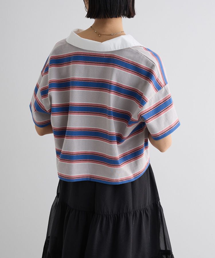 AnriettMusee「エムブレム刺繍ショートボーダーカットソー」|Tシャツ・カットソー|