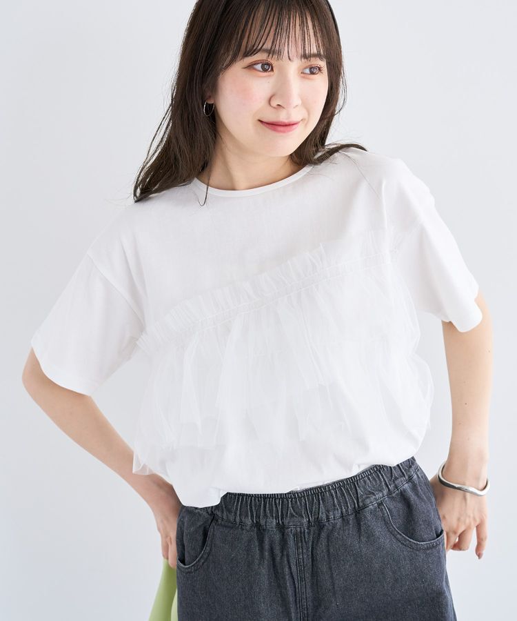 Green Parks「・ELENCARE DUE チュールフリルレイヤーTEE」|Tシャツ・カットソー|Off White