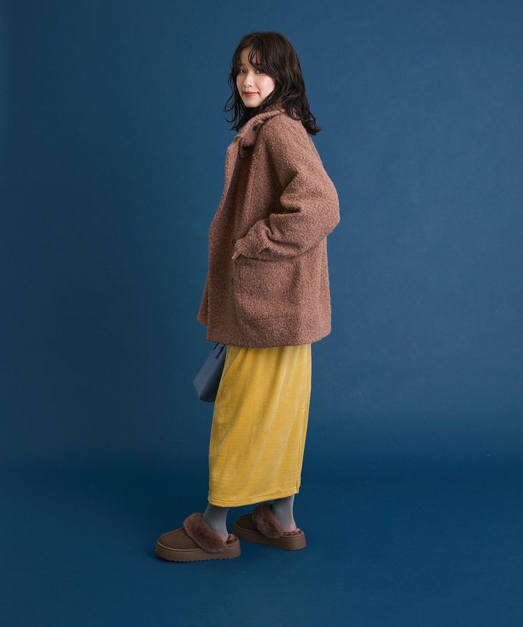 Green Parks「ぽかぽか裏起毛ベロアIラインスカート」|タイト|