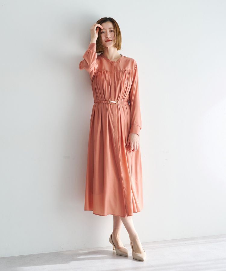YECCA VECCA「ベルト付きギャザーワンピース」|ワンピース|Orange