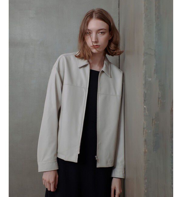 allureville「フェイクレザーステンカラーブルゾン」|その他|ベージュ