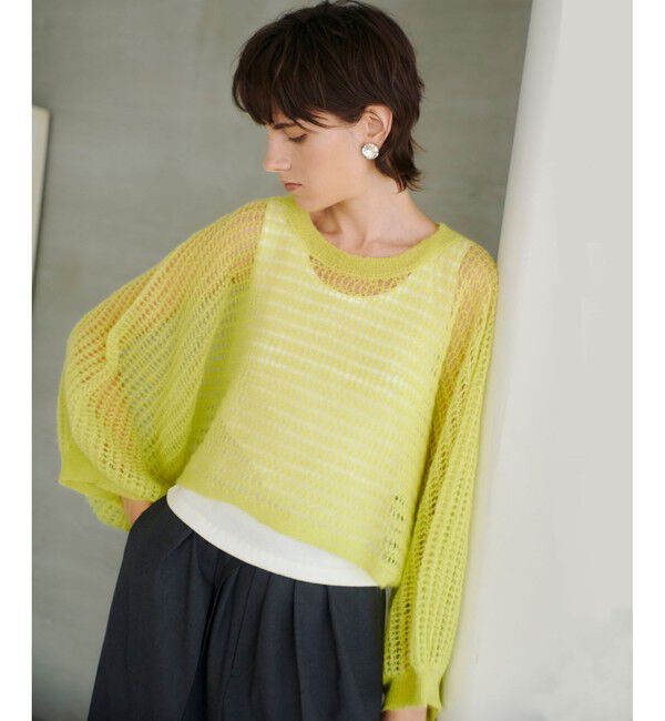 allureville「ドライモヘヤメッシュプルオーバー」|ニット・セーター|イエロー