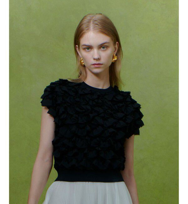 LOULOU WILLOUGHBY「【LOULOU WILLOUGHBY】ペタルパピヨンプルオーバー」|ニット・セーター|ブラック