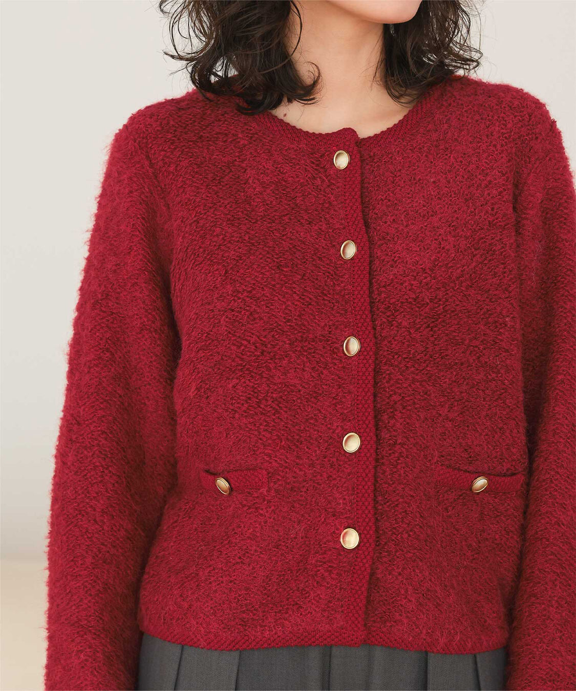 titivate「プチループゴールド釦ニットカーディガン」|ニット・セーター|