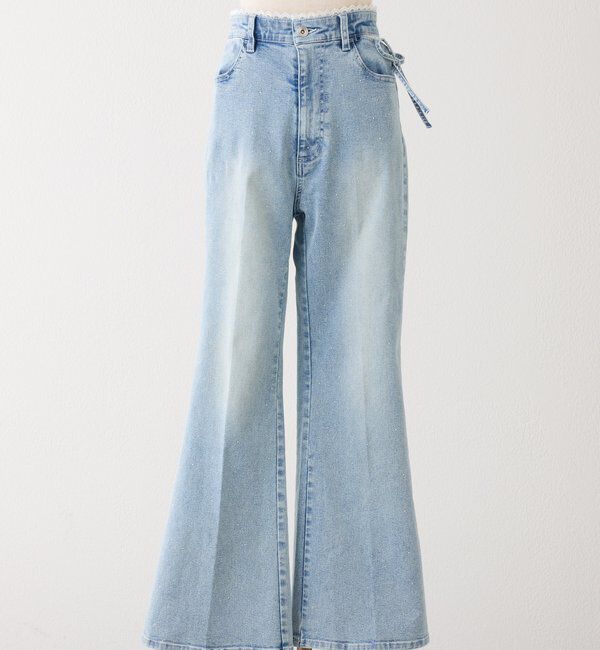  「サイドカットレース美脚ビジューデニム」|その他|