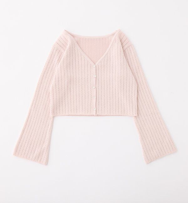  「キラキラボタンアイレットカーデ」|ニット・セーター|