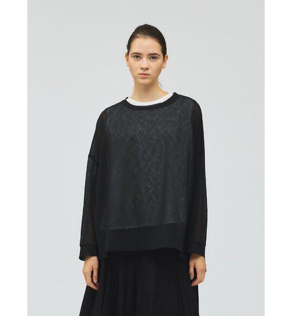 mizuiro ind「mizuiro ind ワッシャーボイルワイドプルオーバー」|Tシャツ・カットソー|ブラック