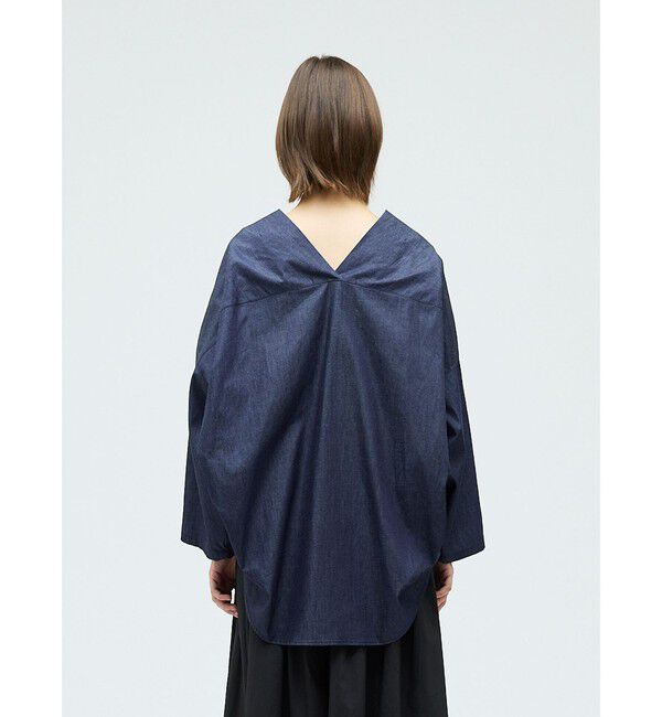 mizuiro ind「mizuiro ind Vネックデニムシャツ」|シャツ・ブラウス|