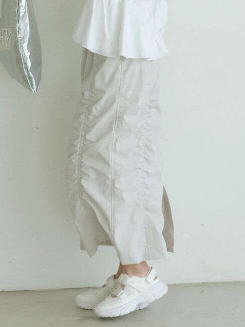 Samansa Mos2 blue「シャーリングスカート」|スカート|