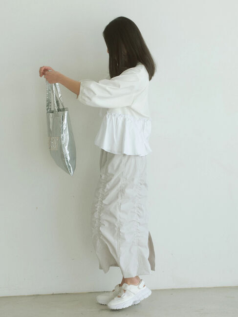 Samansa Mos2 blue「シャーリングスカート」|スカート|