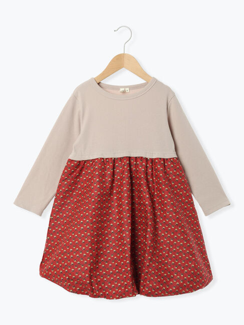 Samansa Mos2 Lagom「花柄ドッキングバルーンワンピース」|ワンピース|レッド