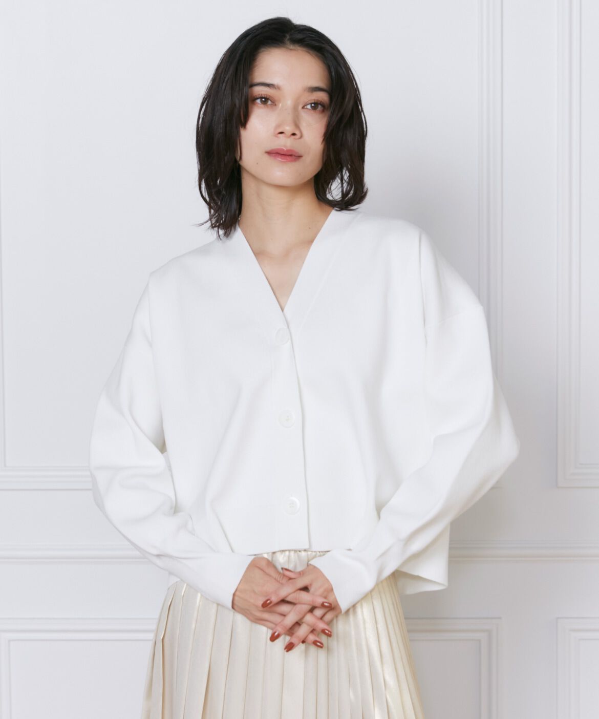 INED「《大きいサイズ》スムースカーディガン」|カーディガン|