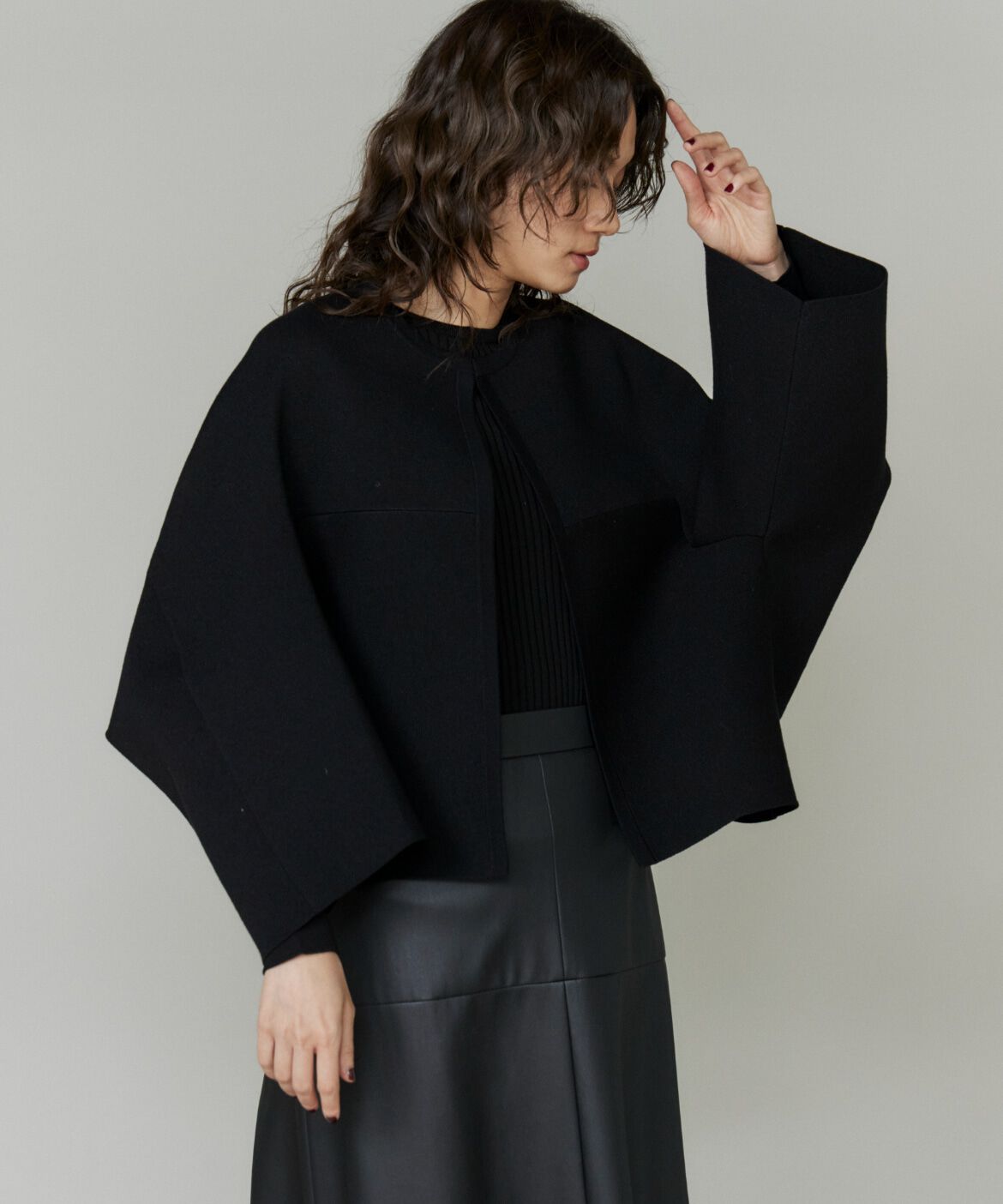 INED「ミラノリブカーディガン」|カーディガン|ブラック