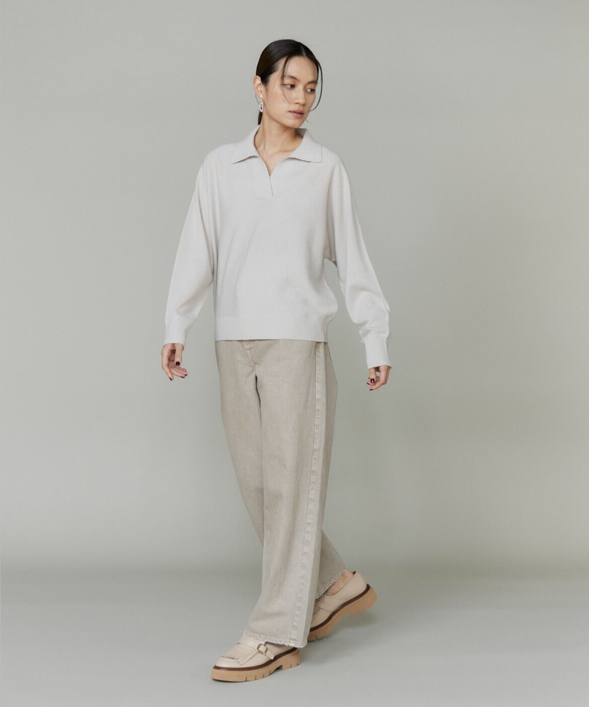 INED「ポロ衿ドルマンニット　」|ニット・セーター|