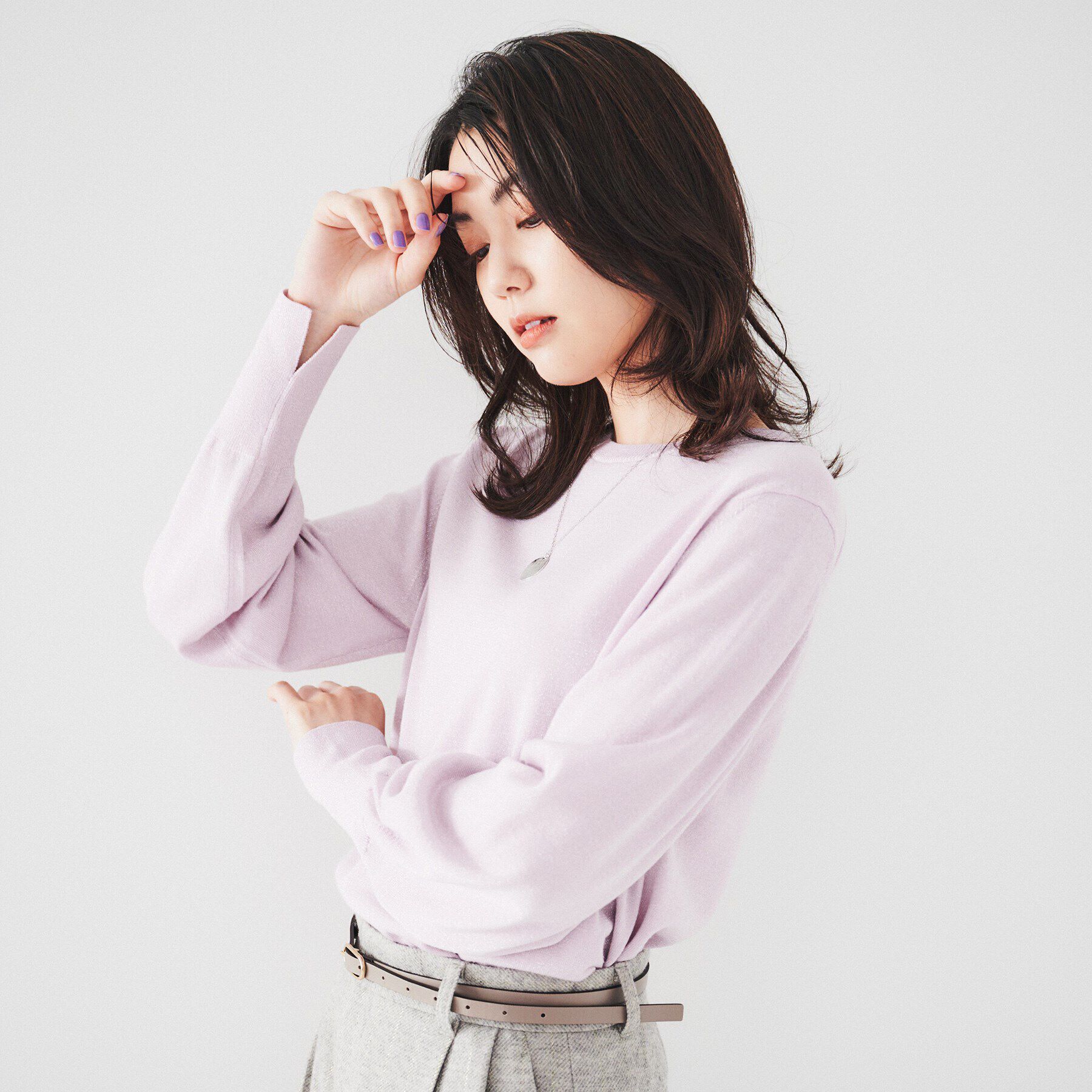 UNTITLED「【ラメ感/薄手/すっきり丈】ウールアクリル混 ラメプルオーバーニット」|ニット・セーター|