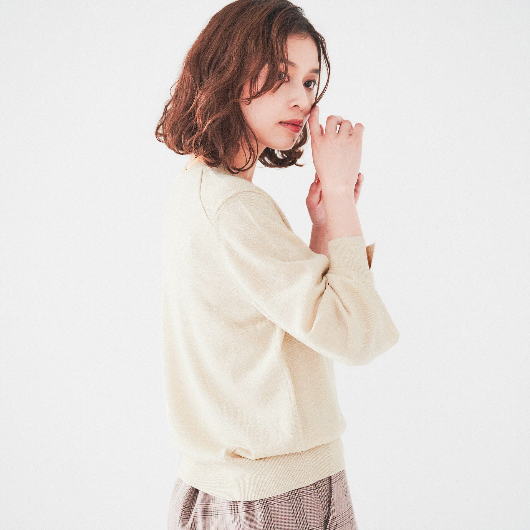 UNTITLED「【ラメ感/薄手/すっきり丈】ウールアクリル混 ラメプルオーバーニット」|ニット・セーター|