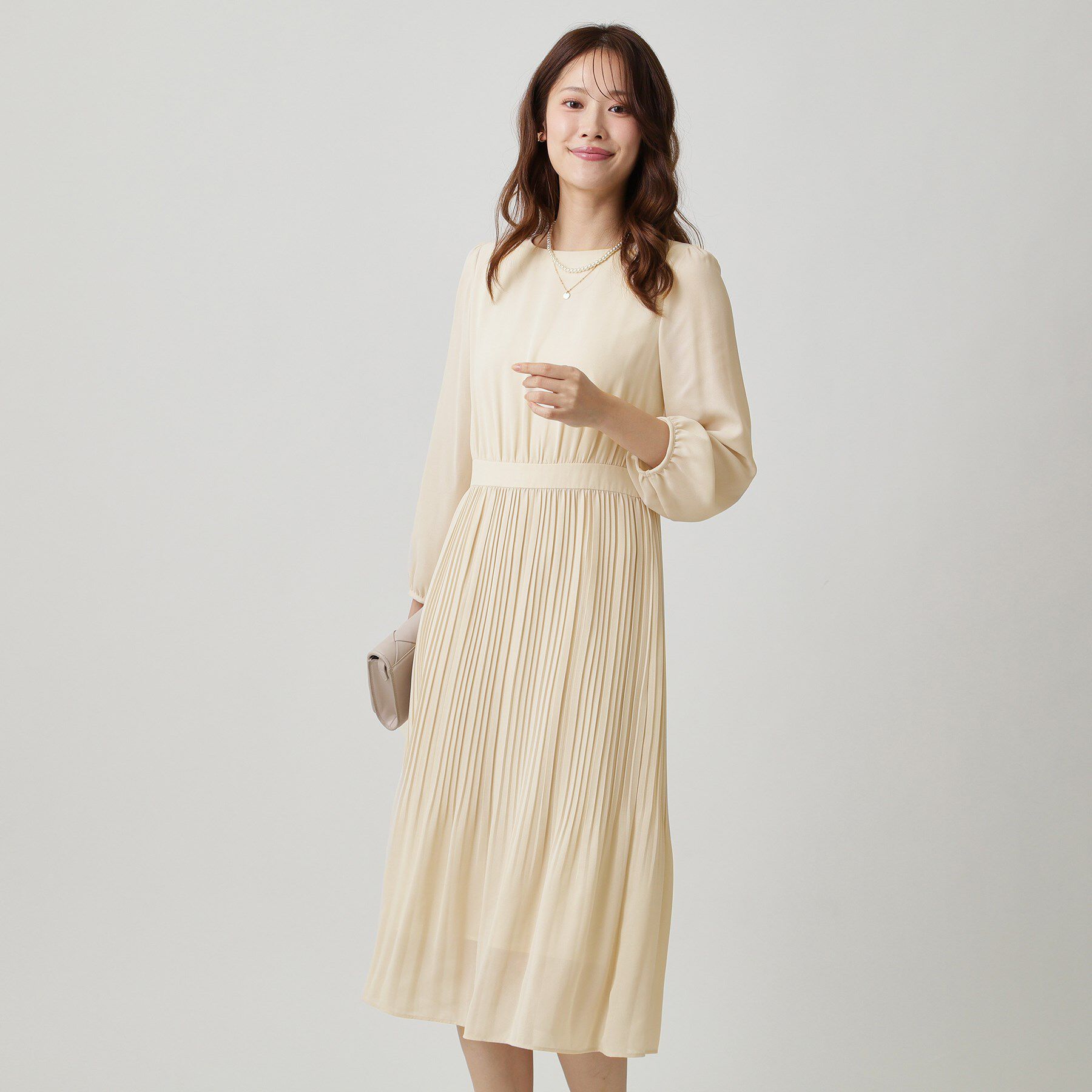 COUP DE CHANCE「【洗える/セレモニー】プリーツワンピース」|ワンピース|グレージュ(050)
