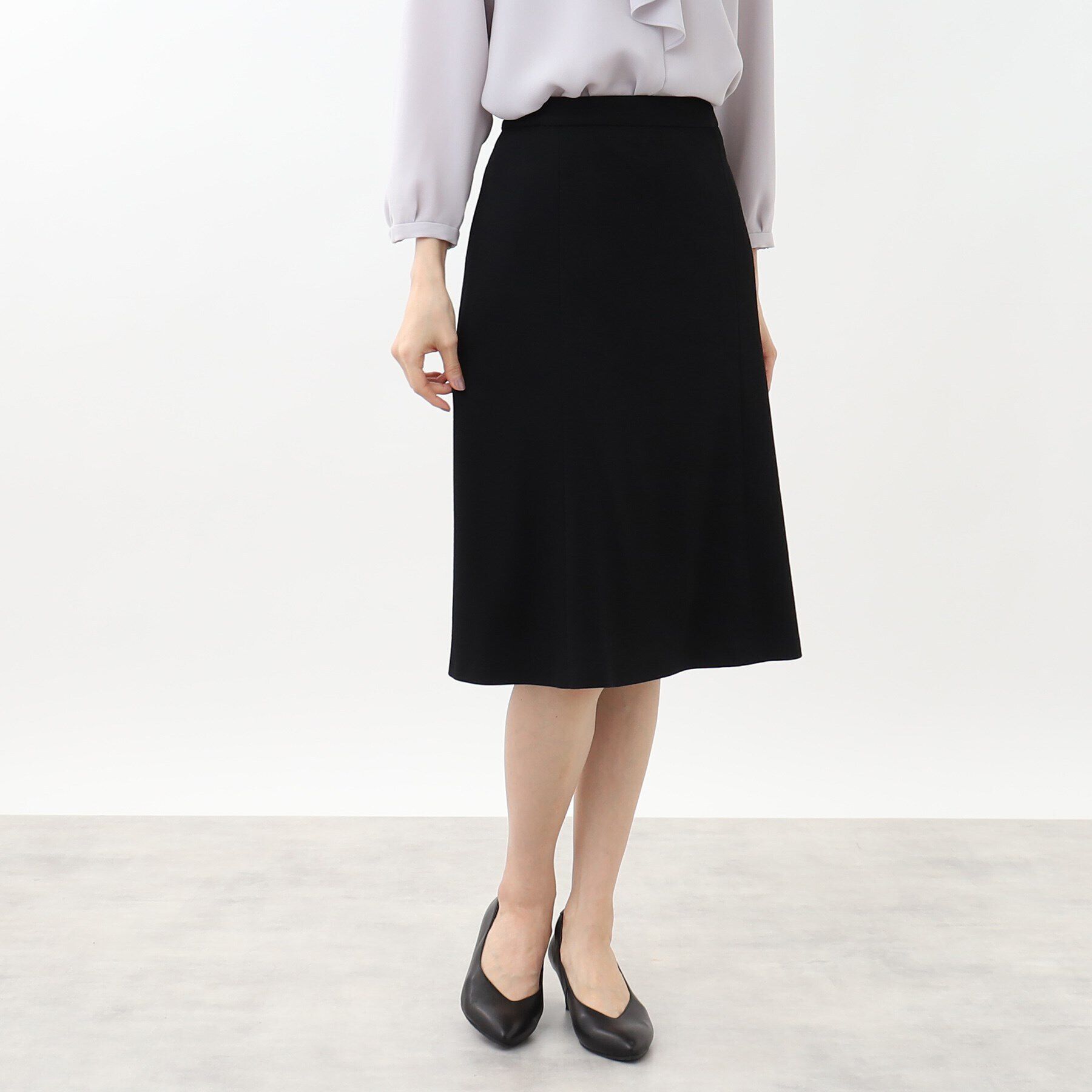 Reflect「【匠シリーズ／手洗い可／すっきり細見え】ソフトフレアスカート」|スカート|ブラック(019)
