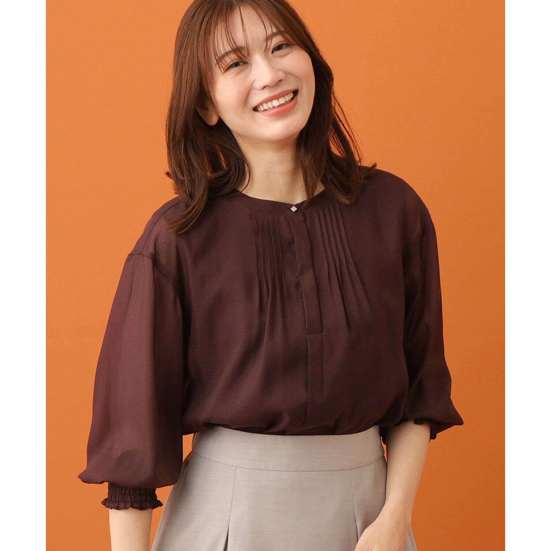 Reflect「【接触冷感／洗える】ピンタックシアーブラウス」|シャツ・ブラウス|ボルドー(364)