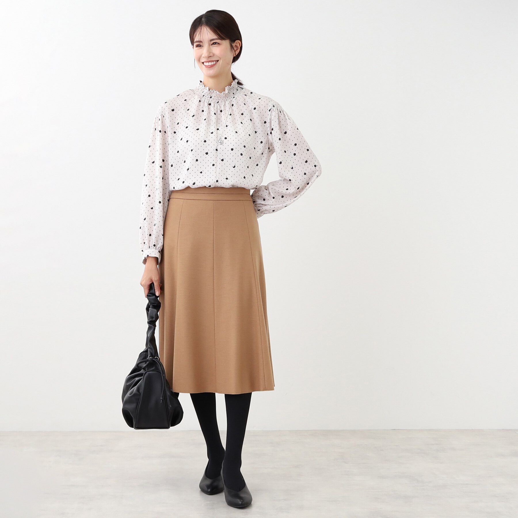 Reflect「【マシンウォッシュ可／セットアップ可】マーブルドットブラウス」|シャツ・ブラウス|